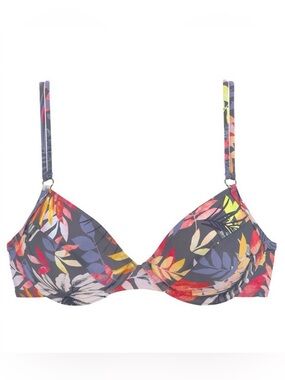Lascana Underwire Bra Bikini Swim Top Grey Floral Tropical 38D